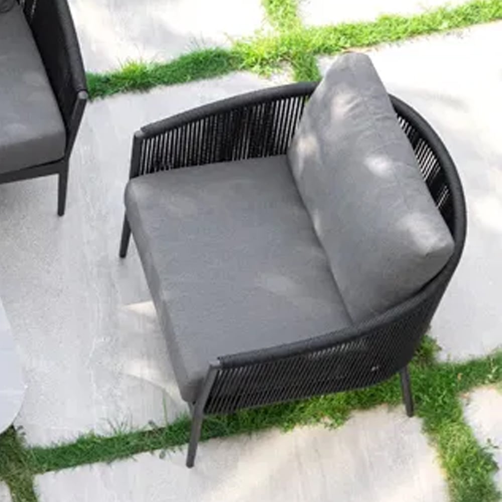 Marina Rattan Garden Lounge Armchair In Graphite And Charcoal
