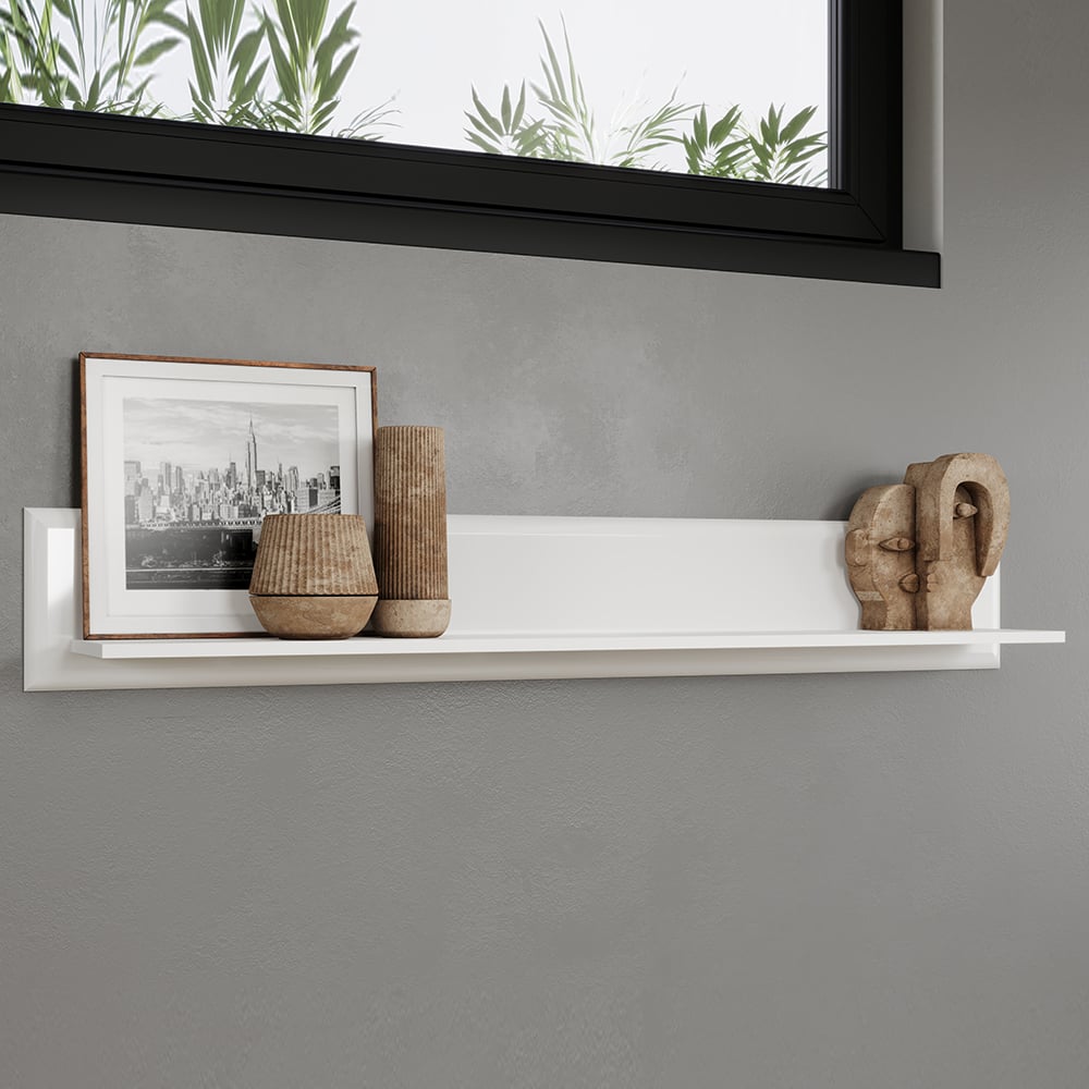 Marion High Gloss Horizontal Wall Shelf In White