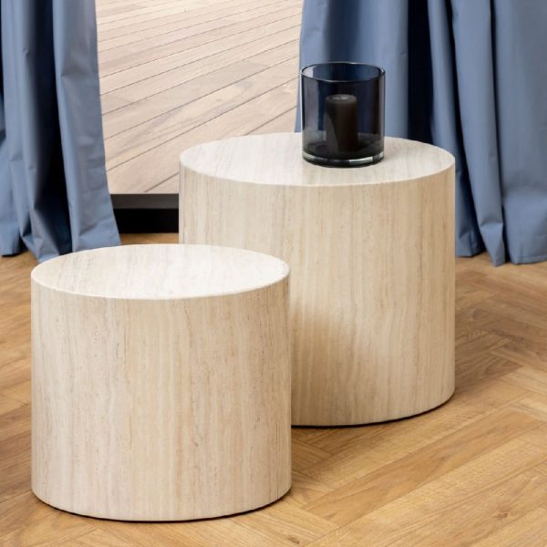 Marion Wooden Nesting Coffee Tables Oval In Light Oak | Bed Sava