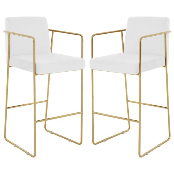 Markeb Mink Velvet Bar Stool With Gold Steel Frame In A Pair | Bed Sava