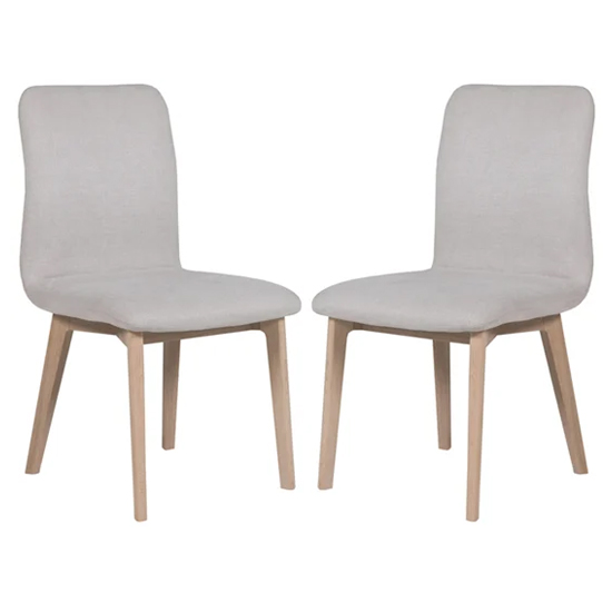 Marlon Natural Fabric Dining Chairs With Oak Legs In Pair