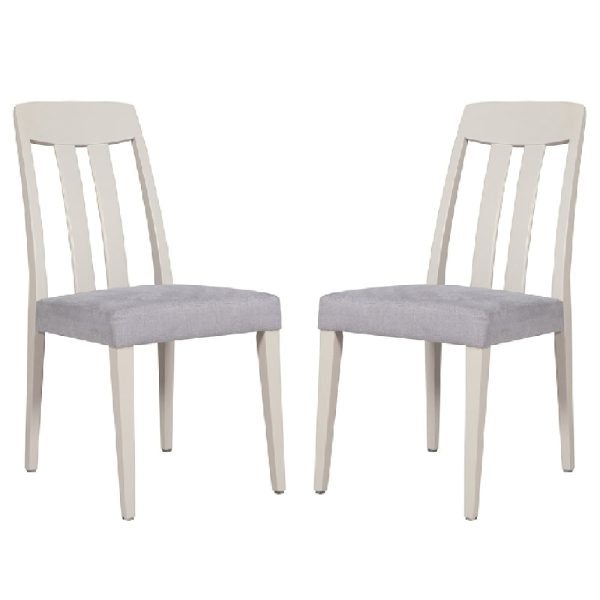 Mainz Taupe Wooden Dining Chairs With Fabric Seat In Pair | Bed Sava