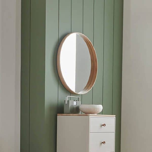 Mainz Wooden Round Mirror In Natural | Bed Sava