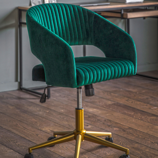 Marry Velvet Swivel Home And Office Chair In Green