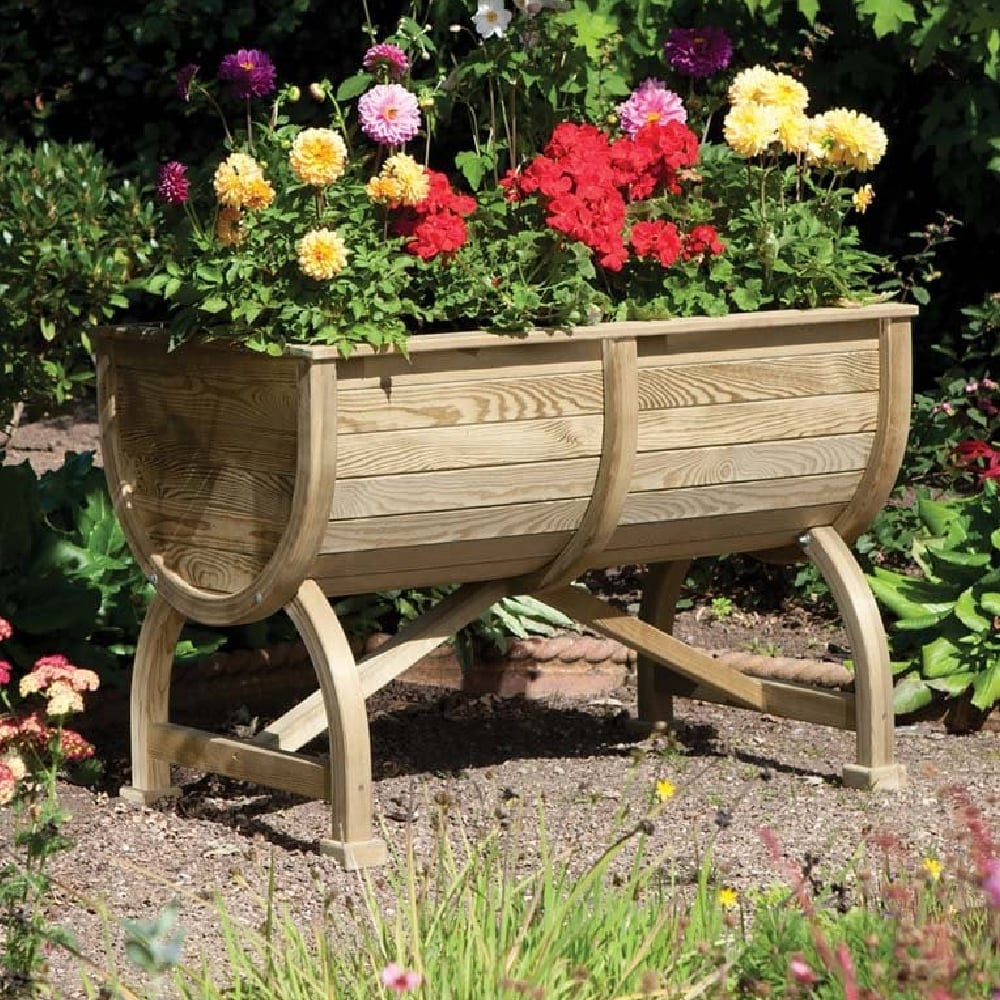 Marsden Wooden Garden Barrel Planter In Natural