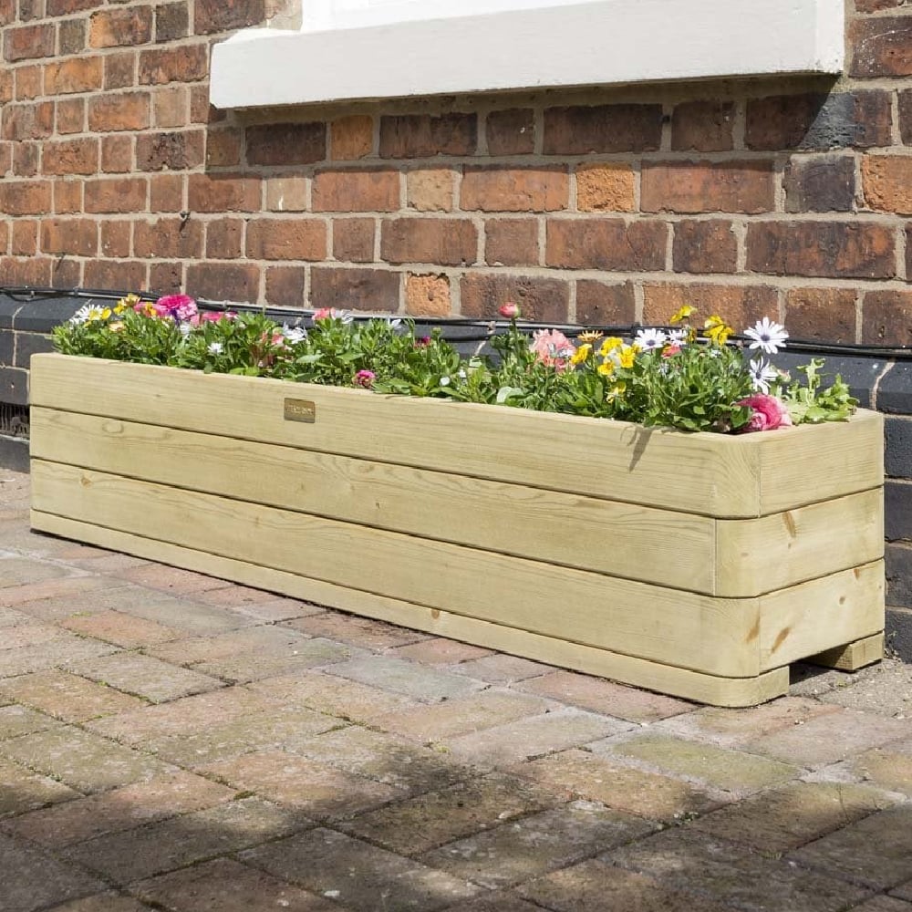 Marsden Wooden Garden Patio Planter In Natural