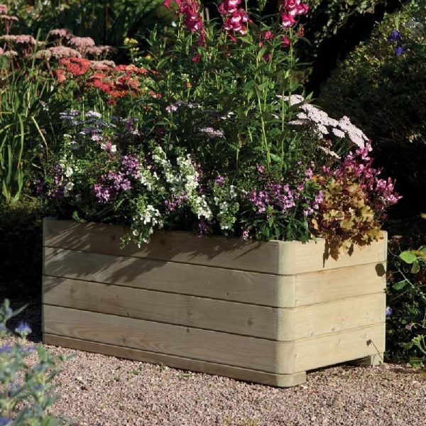 Marsden Wooden Garden Rectangular Planter In Natural | Bed Sava