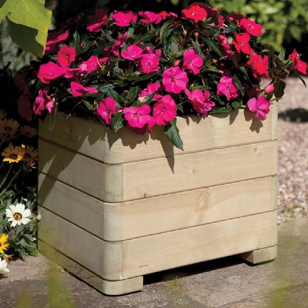 Marsden Wooden Garden Square Planter In Natural