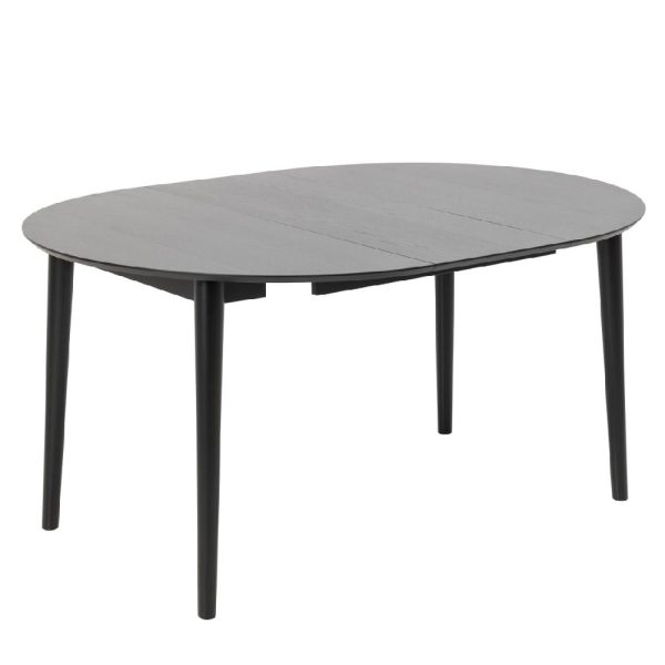Marshfield Wooden Round Extending Dining Table In Black | Bed Sava