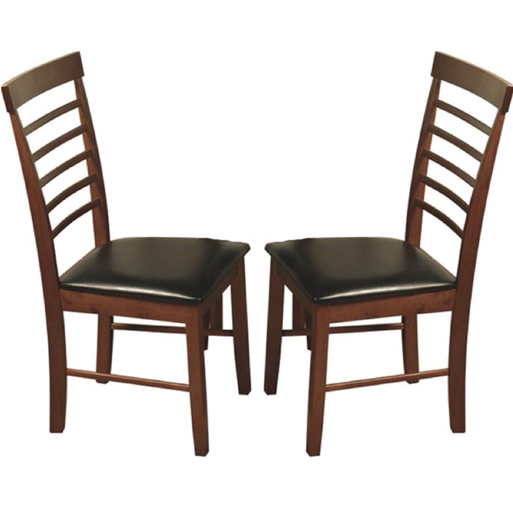 Marsic Dark Oak Wooden Dining Chairs With Leather Seat In Pair