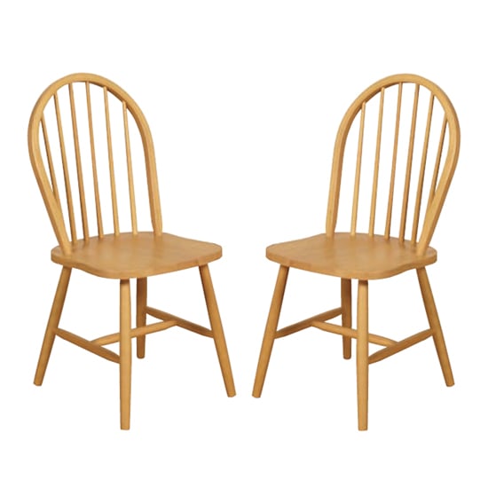 Marsic Light Oak Spindleback Dining Chair In Pair