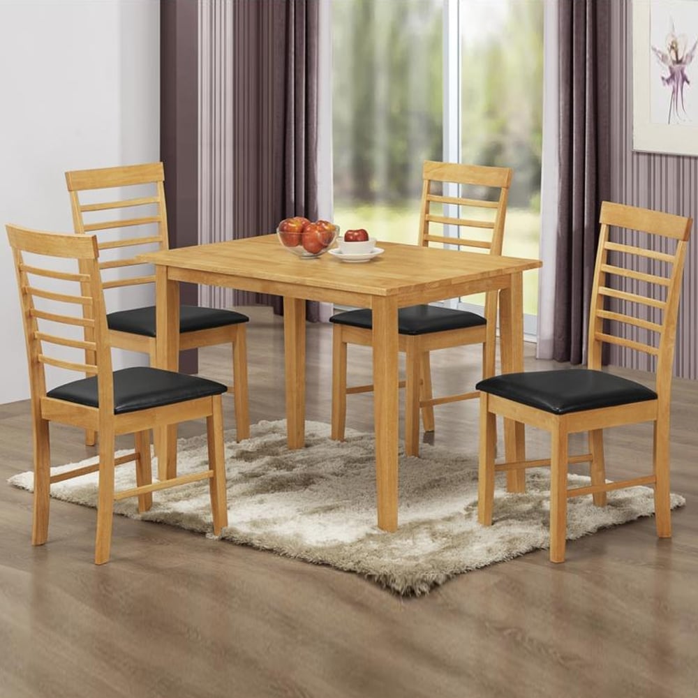 Marsic Wooden Dining Table With 4 Chairs In Light Oak