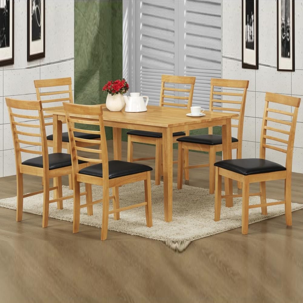 Marsic Wooden Dining Table With 6 Chairs In Light Oak