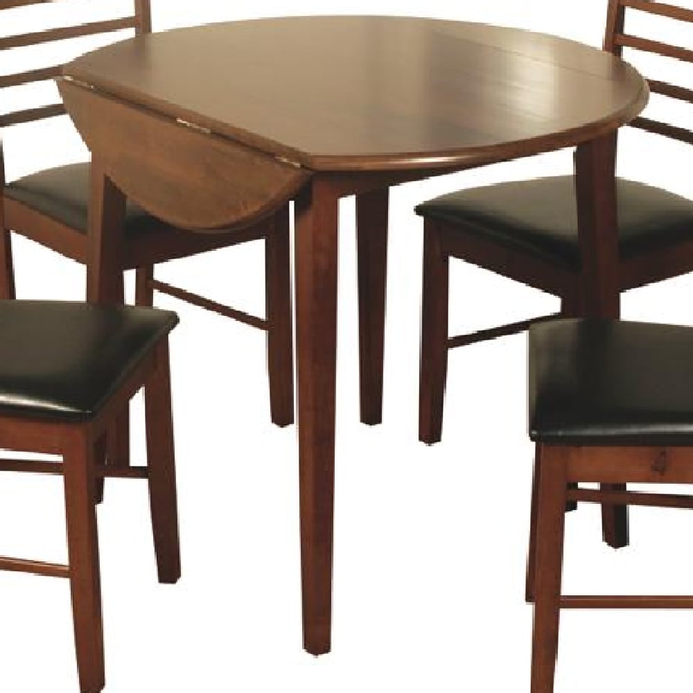 Marsic Wooden Round Drop Leaf Dining Table In Dark Brown