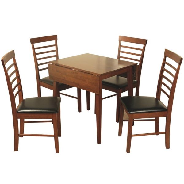 Marsic Wooden Square Drof Leaf Dining Table With 4 Chairs In Dark Oak | Bed Sava
