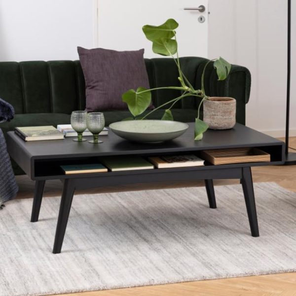 Marta Wooden Coffee Table With Undershelf In Black | Bed Sava