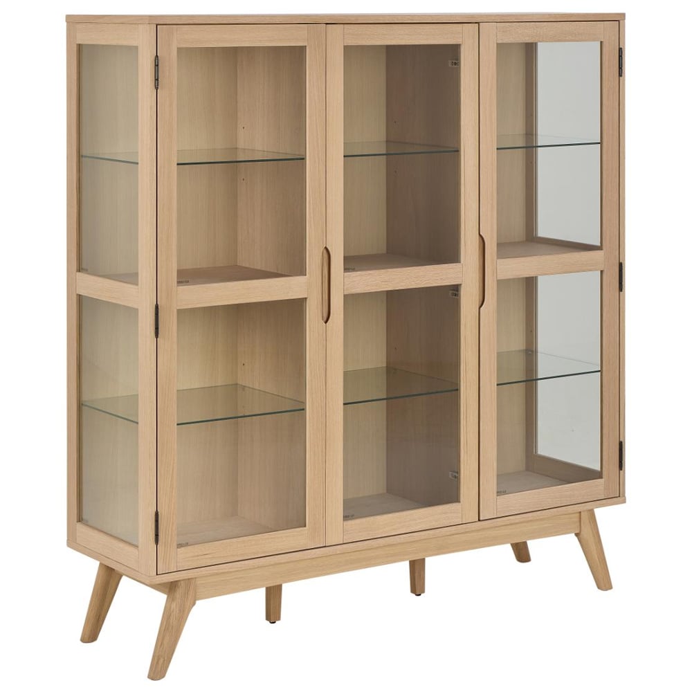 Marta Wooden Display Cabinet With 3 Doors In White Oak