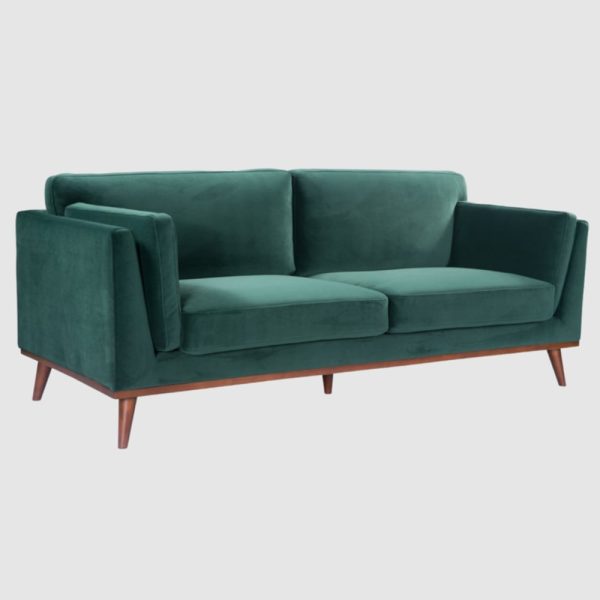 Martin Velvet 3 Seater Sofa In Emerald Green | Bed Sava