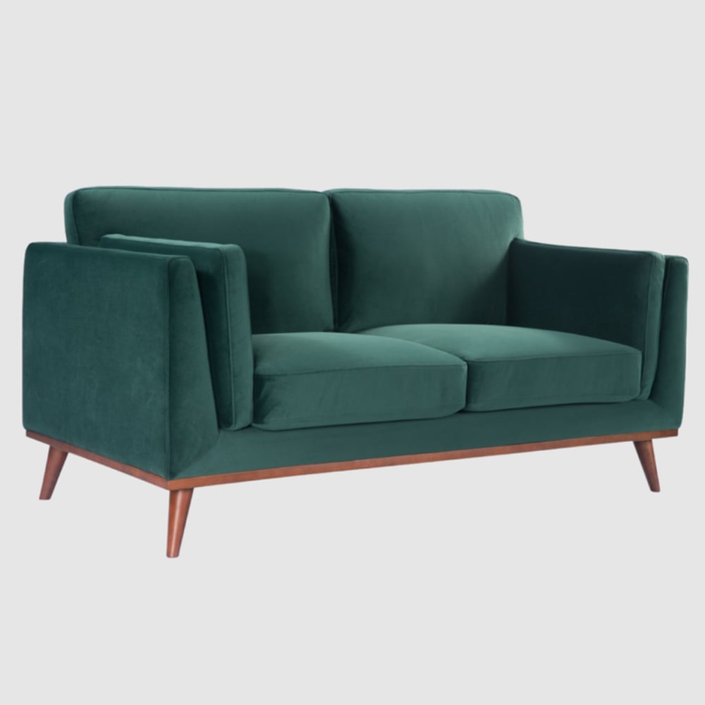 Martin Velvet 2 Seater Sofa In Emerald Green