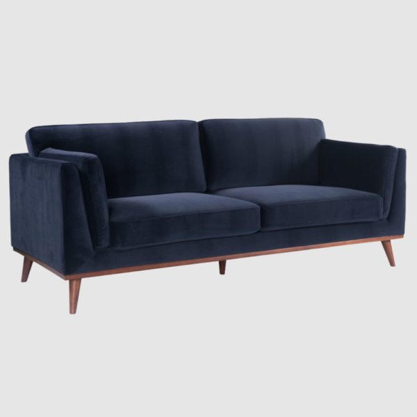 Martin Velvet 3 Seater Sofa In Midnight Blue | Bed Sava