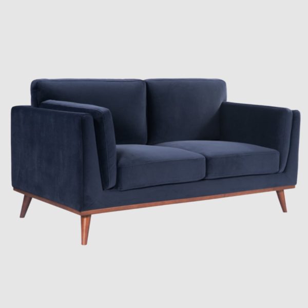 Martin Velvet 2 Seater Sofa In Midnight Blue | Bed Sava