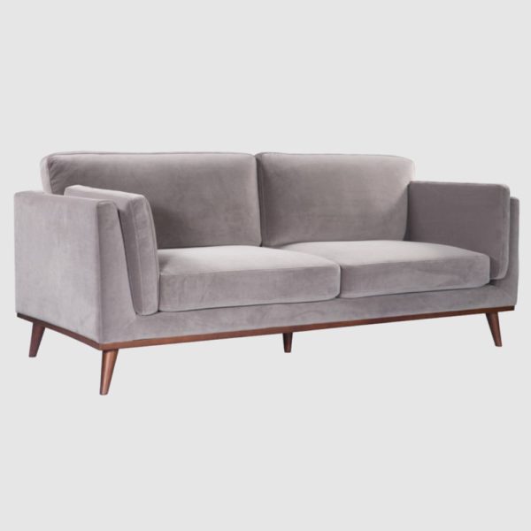 Martin Velvet 3 Seater Sofa In Stone Grey | Bed Sava