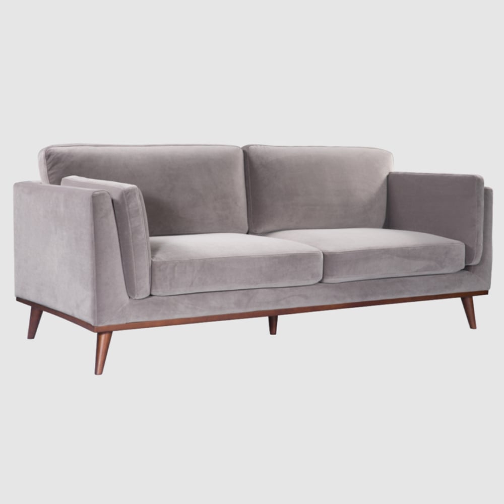 Martin Velvet 3 Seater Sofa In Stone Grey