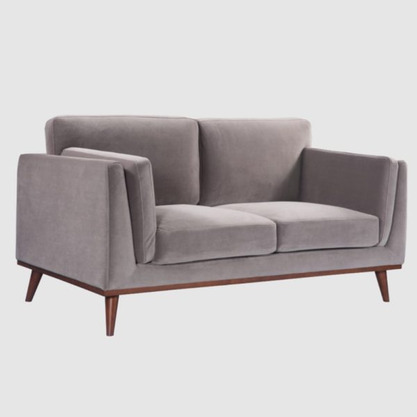 Martin Velvet 2 Seater Sofa In Stone Grey | Bed Sava