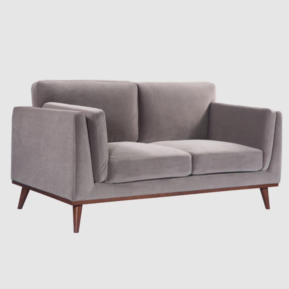 Martin Velvet 2 Seater Sofa In Stone Grey