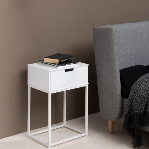 Martin Wooden Bedside Cabinet With 1 Drawer In White | Bed Sava