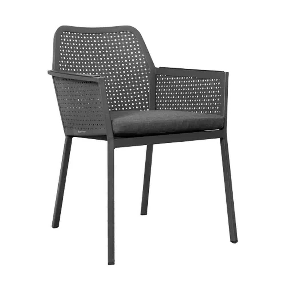 Martinez Aluminium Stacking Armchair In Charcoal And Slate