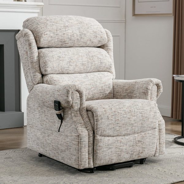 Maspeth Fabric Electric Recliner Chair In Frost | Bed Sava