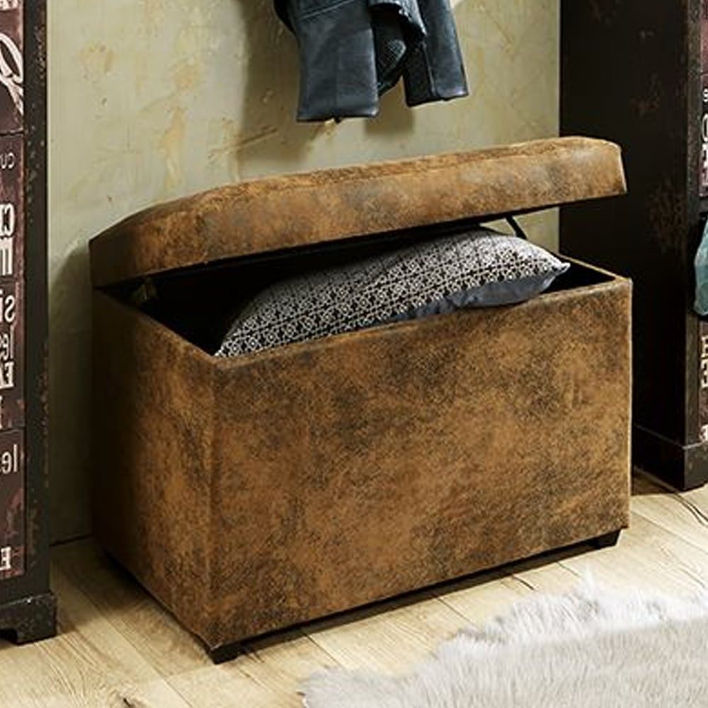 Massillon Small Fabric Storage Ottoman In Vintage Brown
