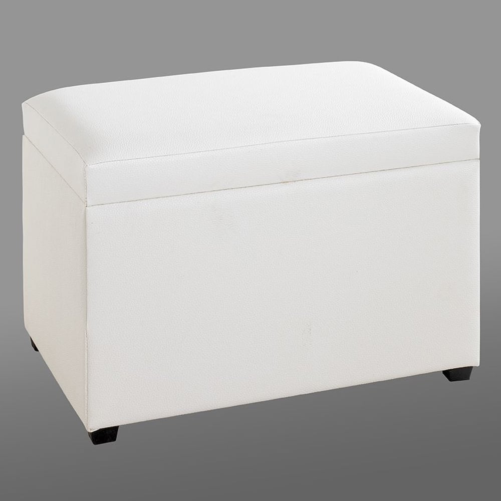 Massillon Small Fabric Storage Ottoman In White