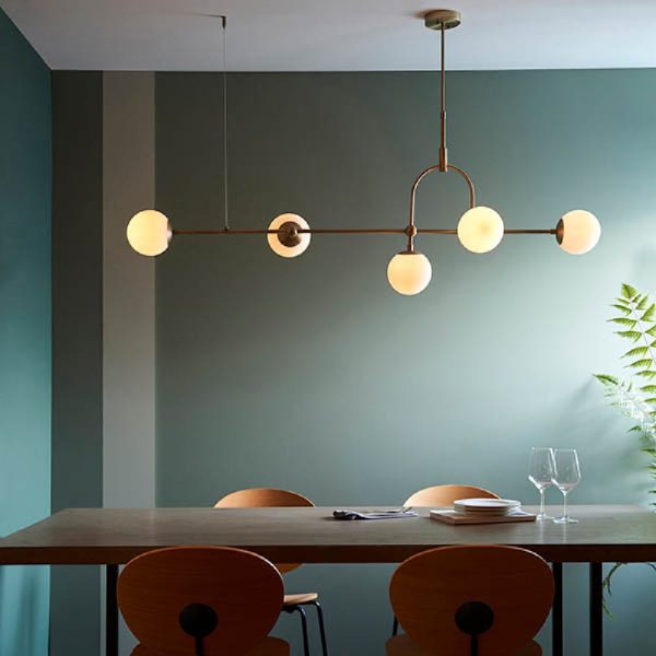Mayetta 5 Opal Glass Pendant Ceiling Light In Antique Brass | Bed Sava