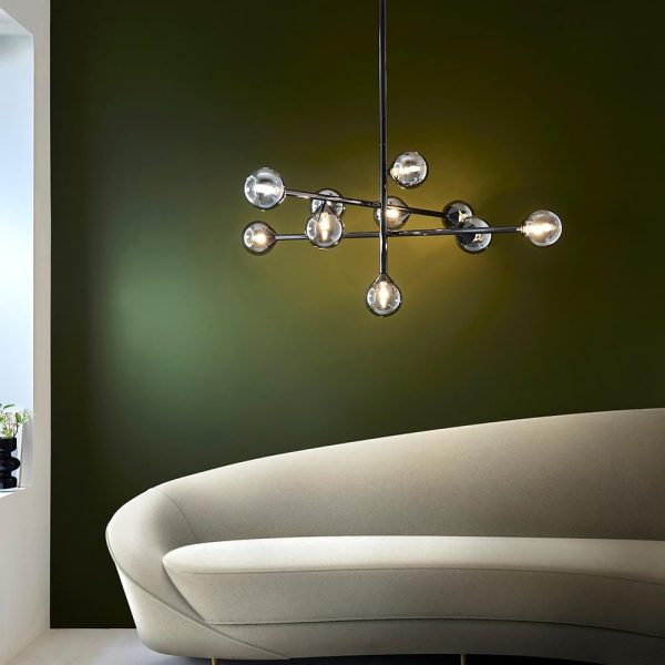 Mayetta 10 Smoked Mirror Glass Pendant Ceiling Light In Chrome | Bed Sava