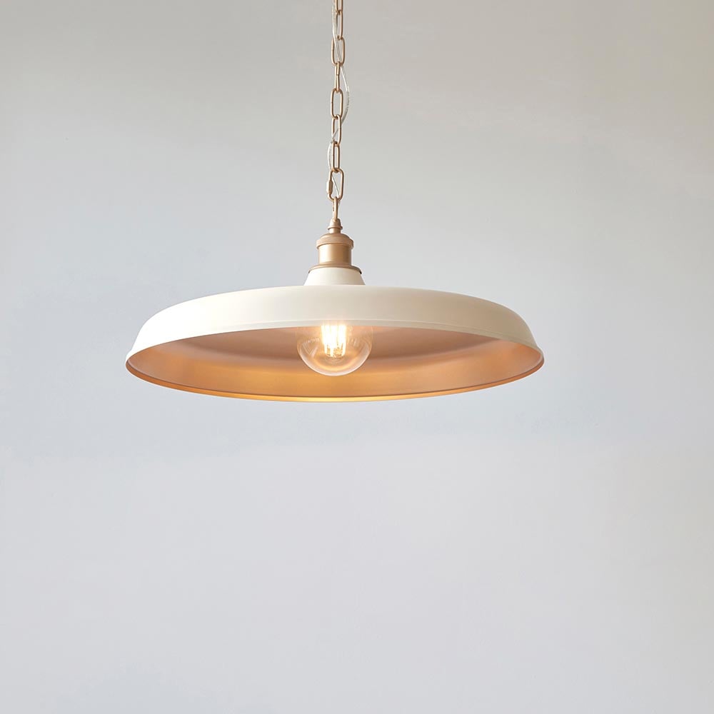 Mayetta White Metal Pendant Ceiling Light In Satin Brass