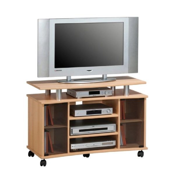 Mccook Wooden TV Stand With 7 Shelves Sonoma Oak | Bed Sava