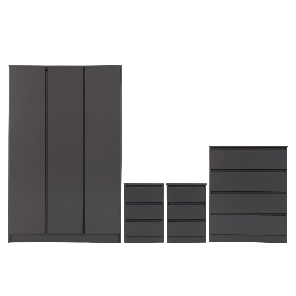 Mcgowen Wooden Bedroom Furniture Set With 3 Doors In Grey