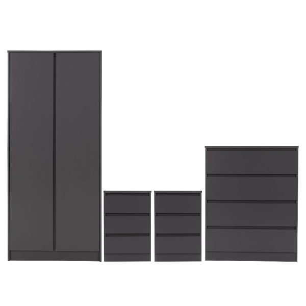 Mcgowen Wooden Bedroom Furniture Set With 2 Doors In Grey | Bed Sava