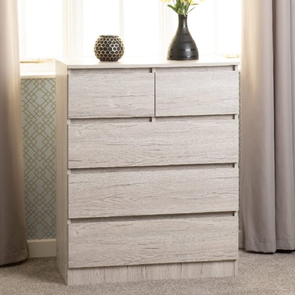 Mcgowen Wooden Chest Of 5 Drawers In Urban Snow | Bed Sava