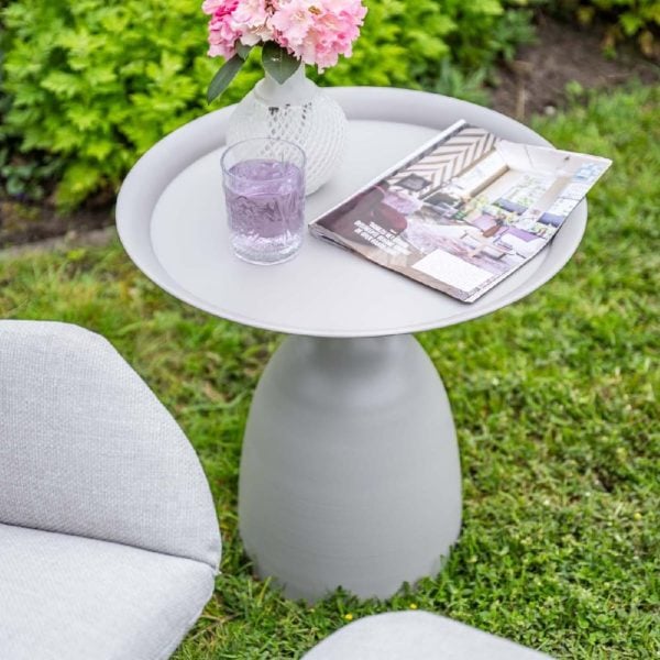 Mckinney Aluminium Round Garden Side Table In Taupe | Bed Sava