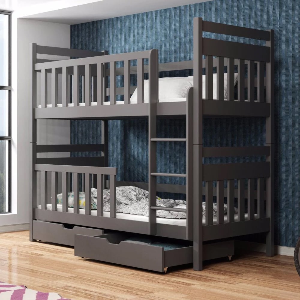 Meaford Wooden Bunk Bed With Bonnell Mattress In Graphite
