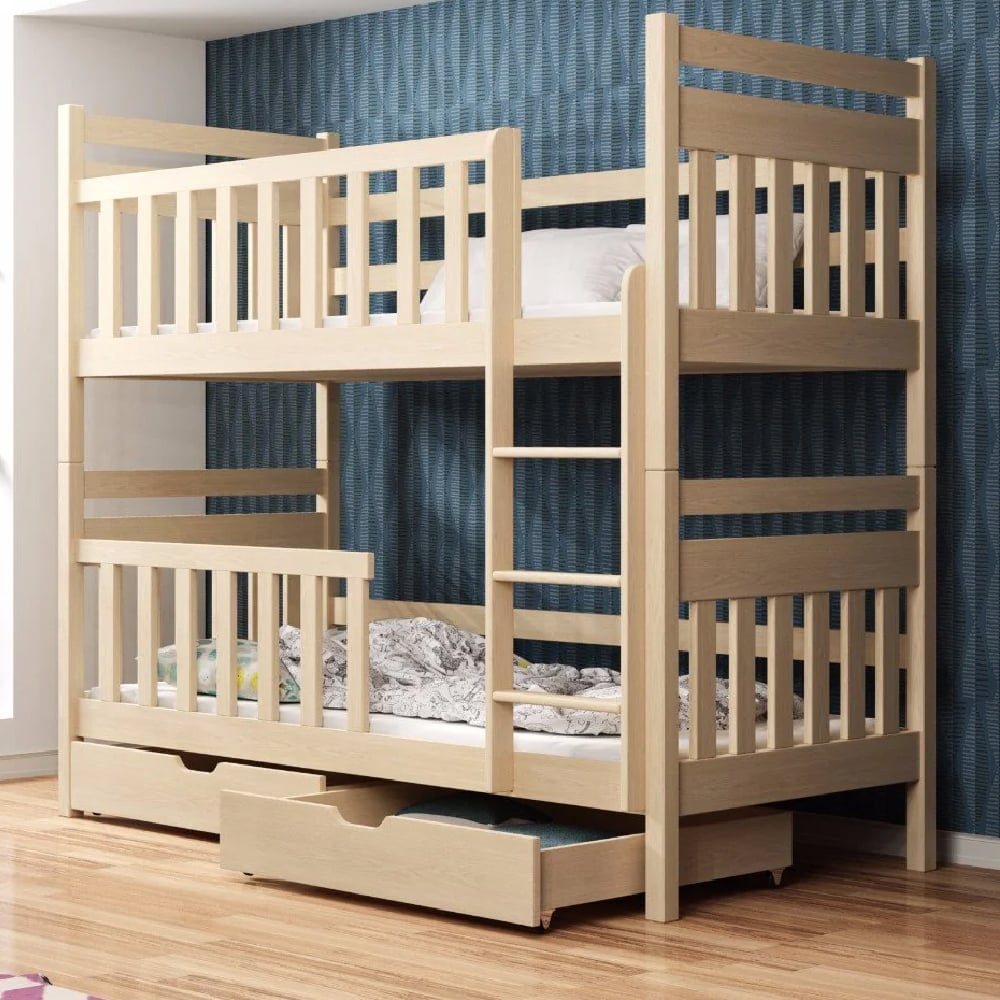 Meaford Wooden Bunk Bed With Foam Mattress In Pine