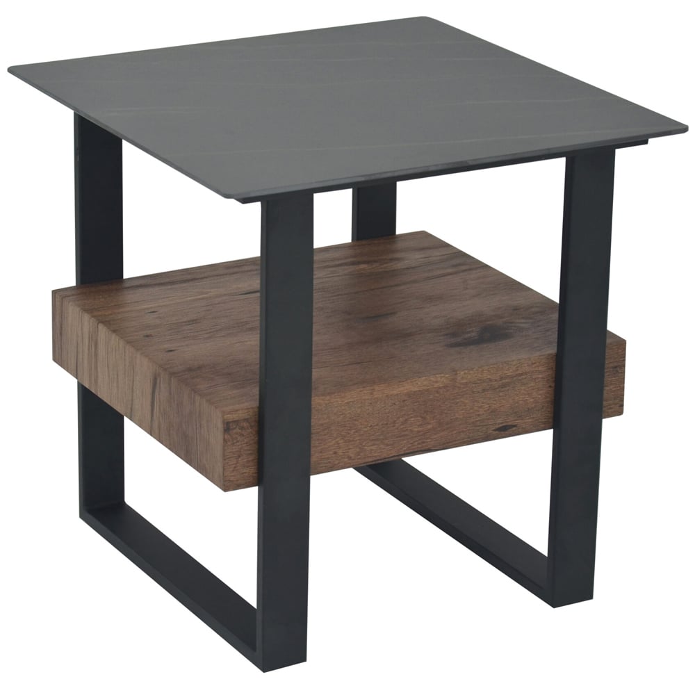 Melbourne Sintered Stone End Table With Brown And Black Frame