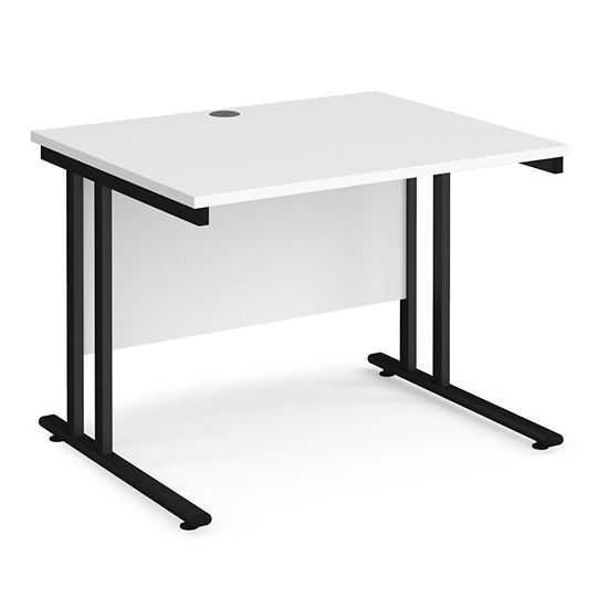 Melor 1000mm Cantilever Wooden Computer Desk In White And Black