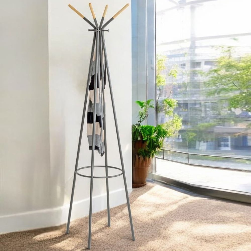 Menasha Metal Coat Stand In Natural And Grey