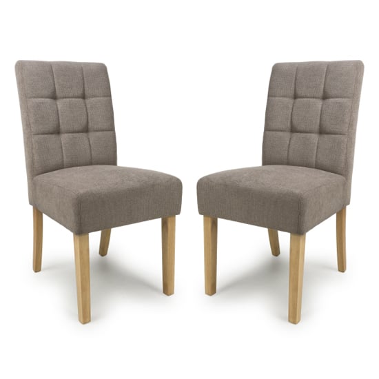 Mendoza Light Brown Fabric Dining Chairs With Natural Legs In Pair