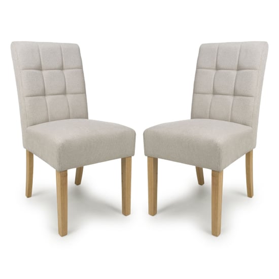 Mendoza Natural Fabric Dining Chairs With Natural Legs In Pair