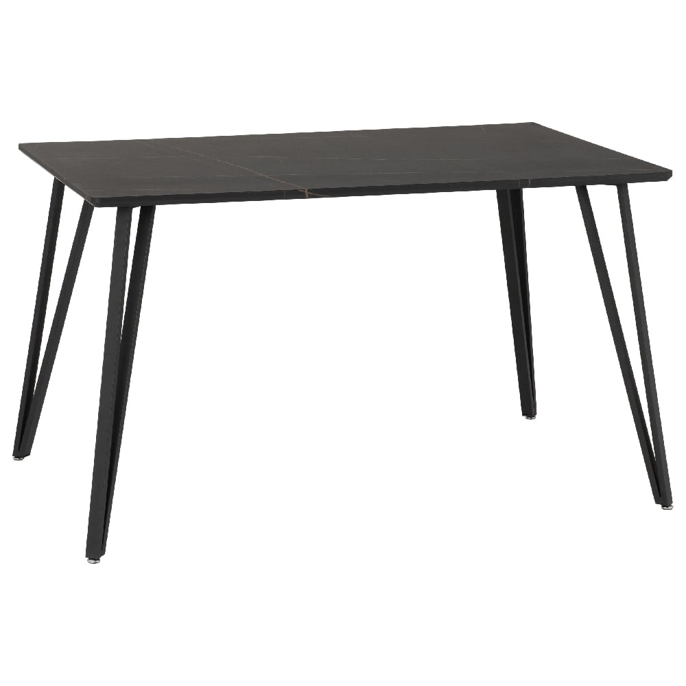 Mequon Wooden Rectangular Dining Table In Black Marble Effect